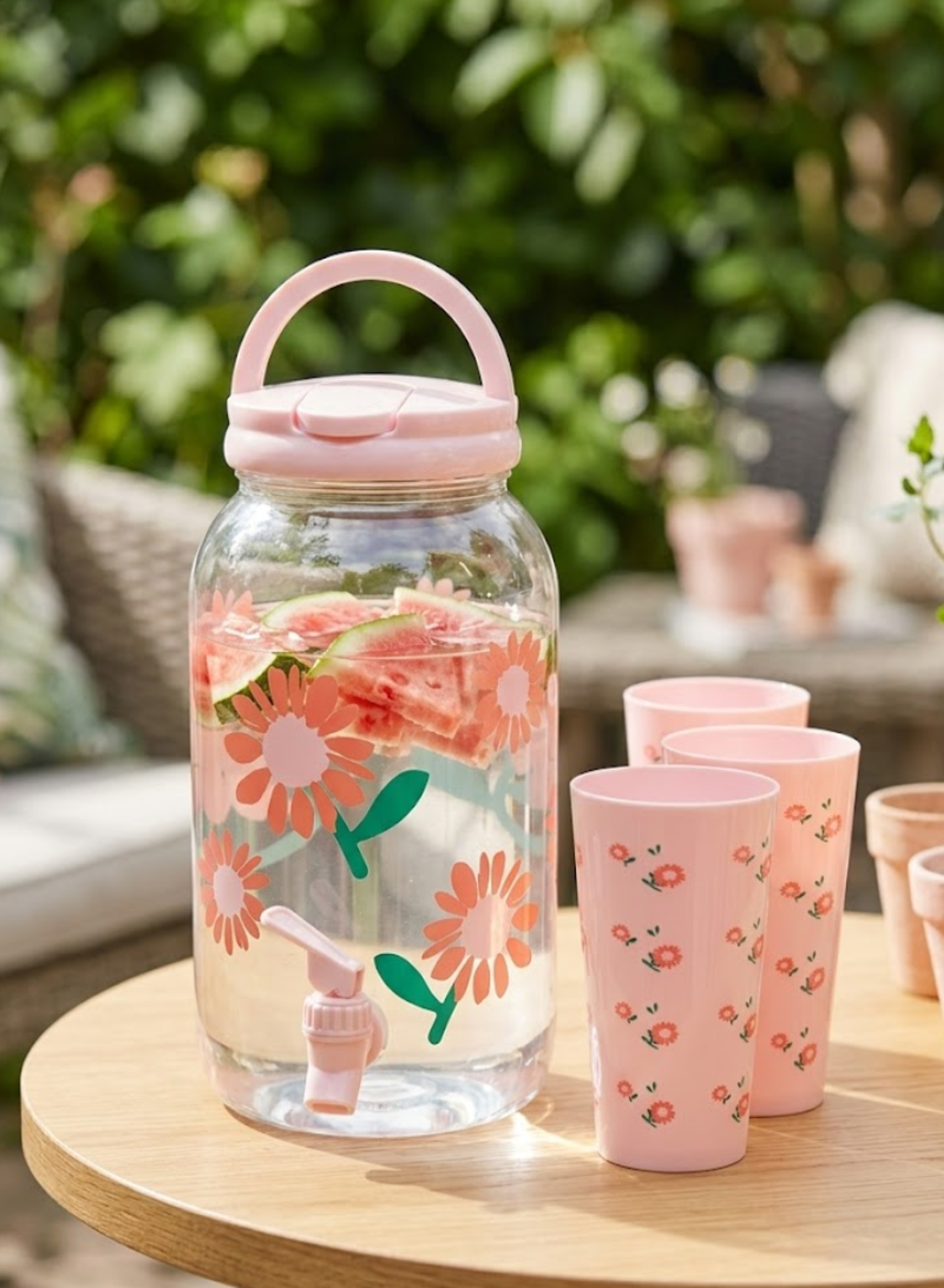 4-Cup Beverage Dispenser Set with Faucet – Portable Water Juice Jar with Carry Handle