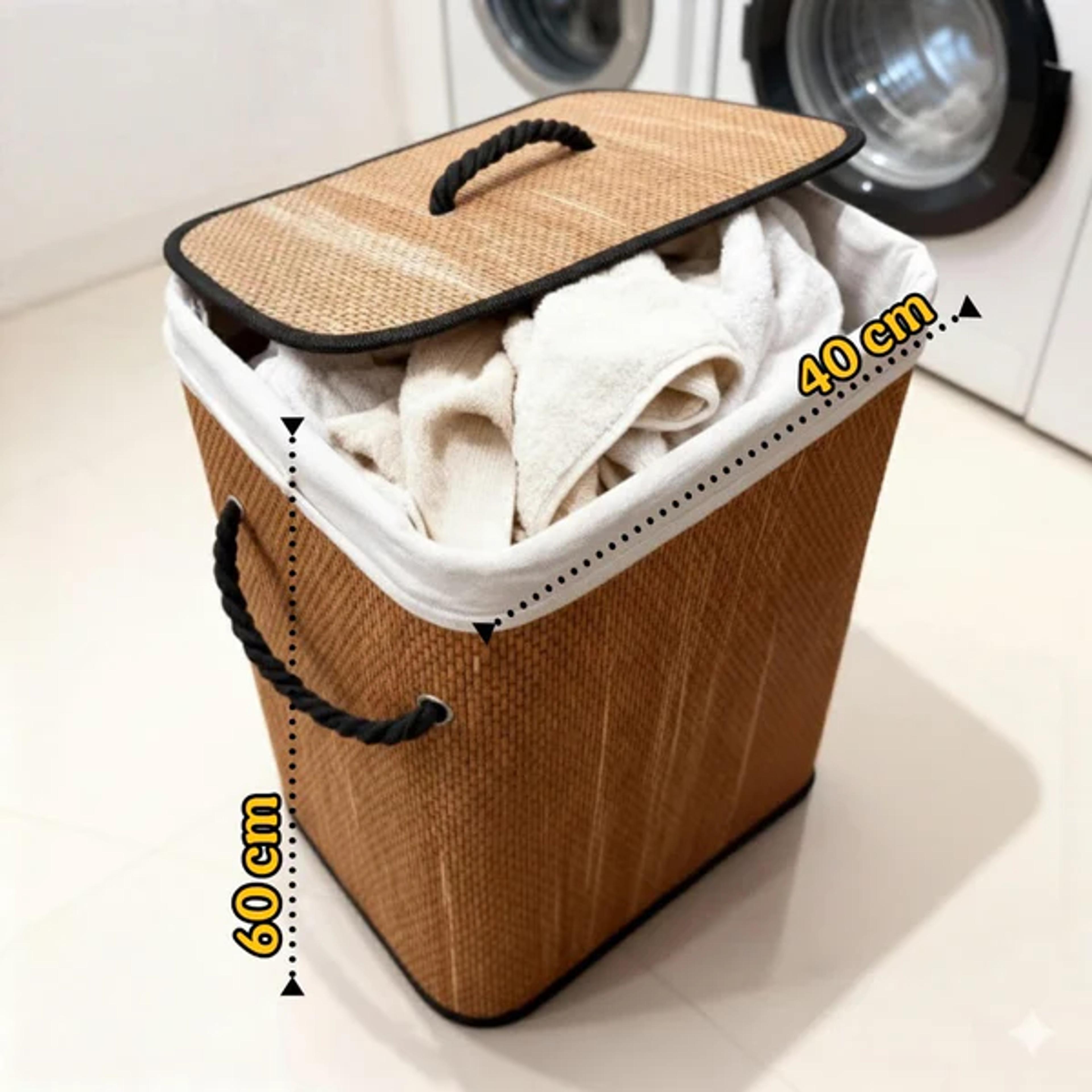 Modern Laundry Basket with Lid & Handles – Woven Storage Hamper (40 × 60 cm)