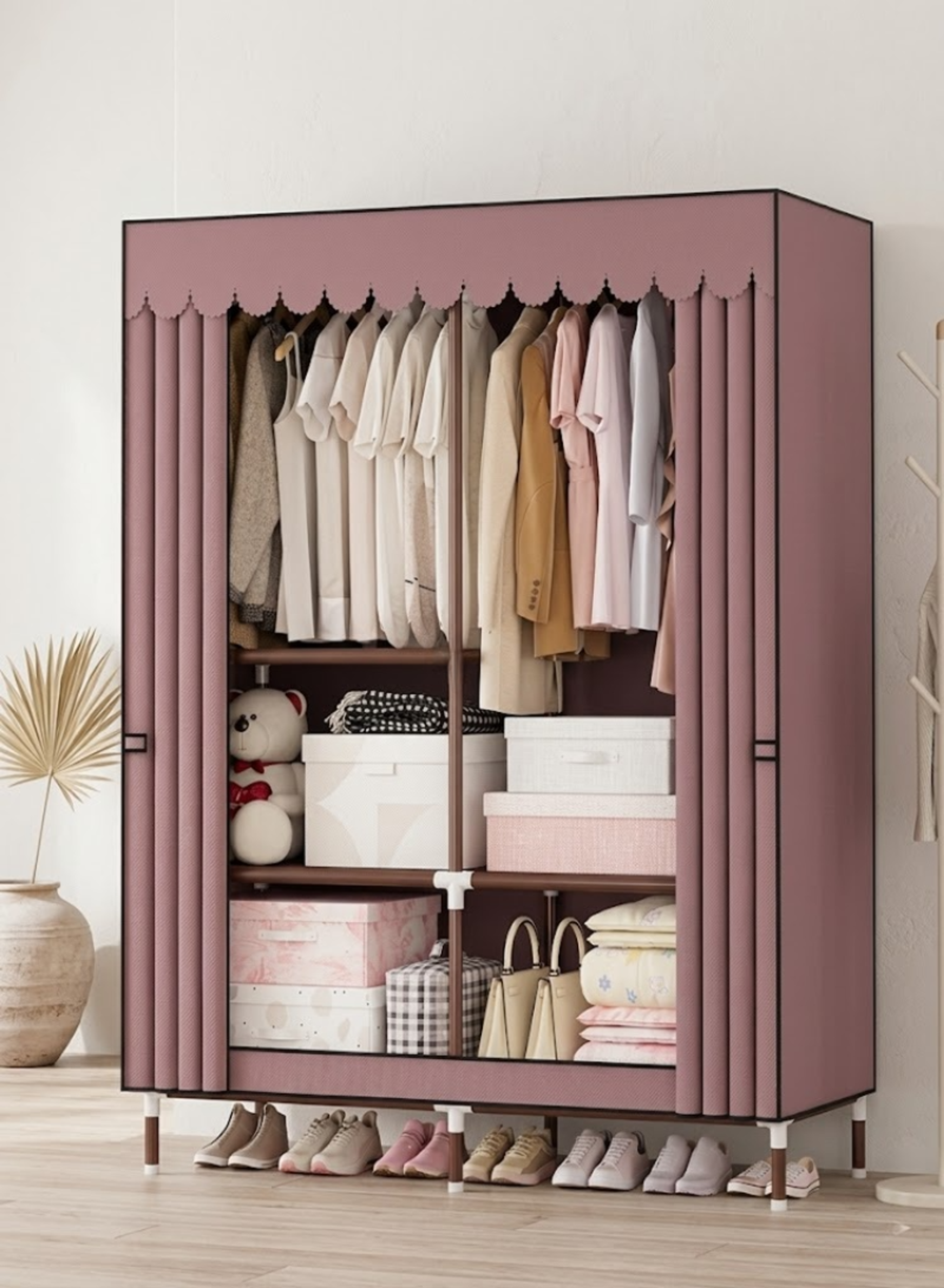 Storage Wardrobe Steel Mesh Clothes Rack – Portable Heavy Duty Closet Organizer 130×45×170 cm