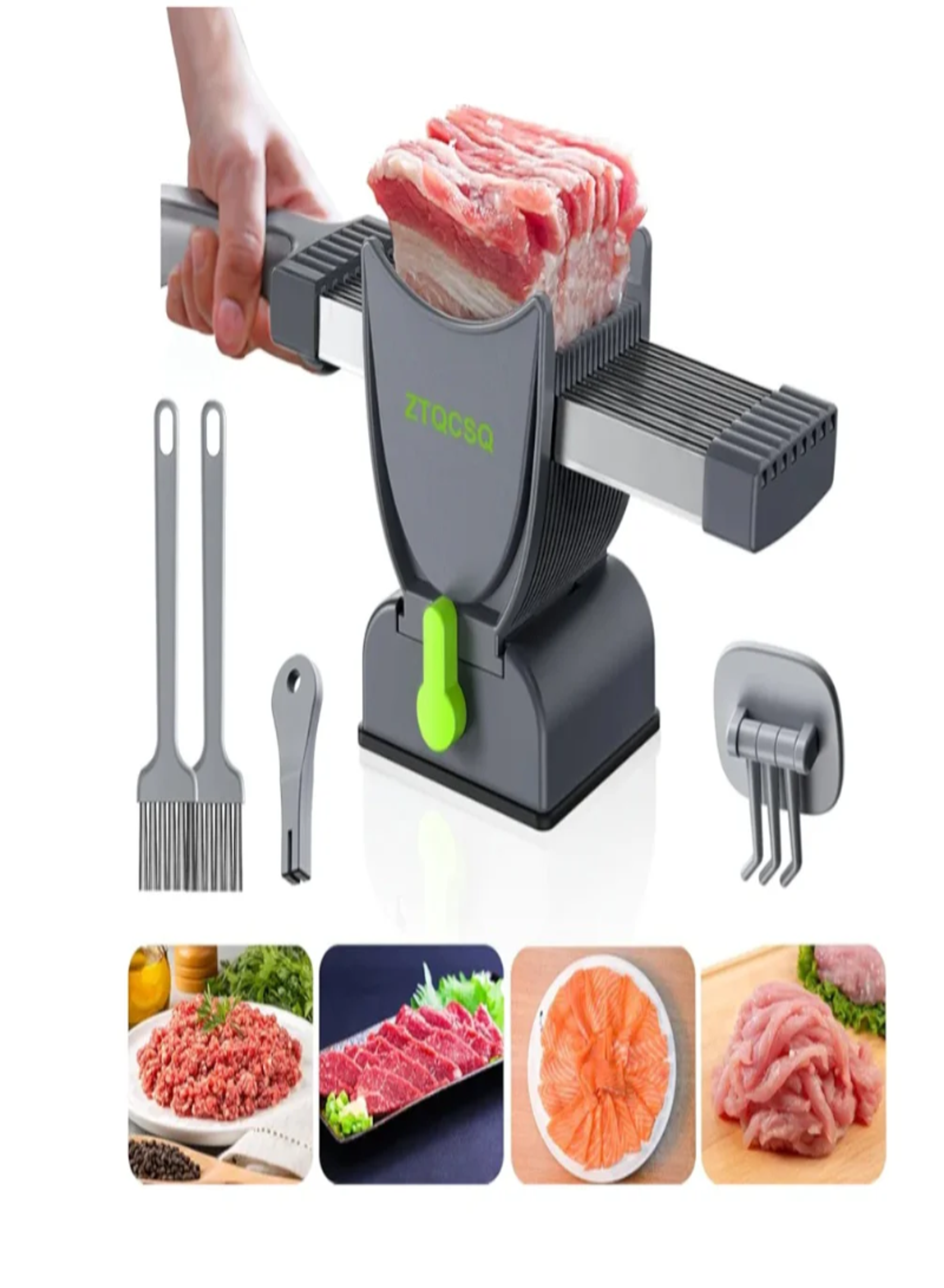 Fresh Meat Slicer – Manual Adjustable Meat Cutter with 17 Stainless Steel Blades (2mm & 4mm Thickness)