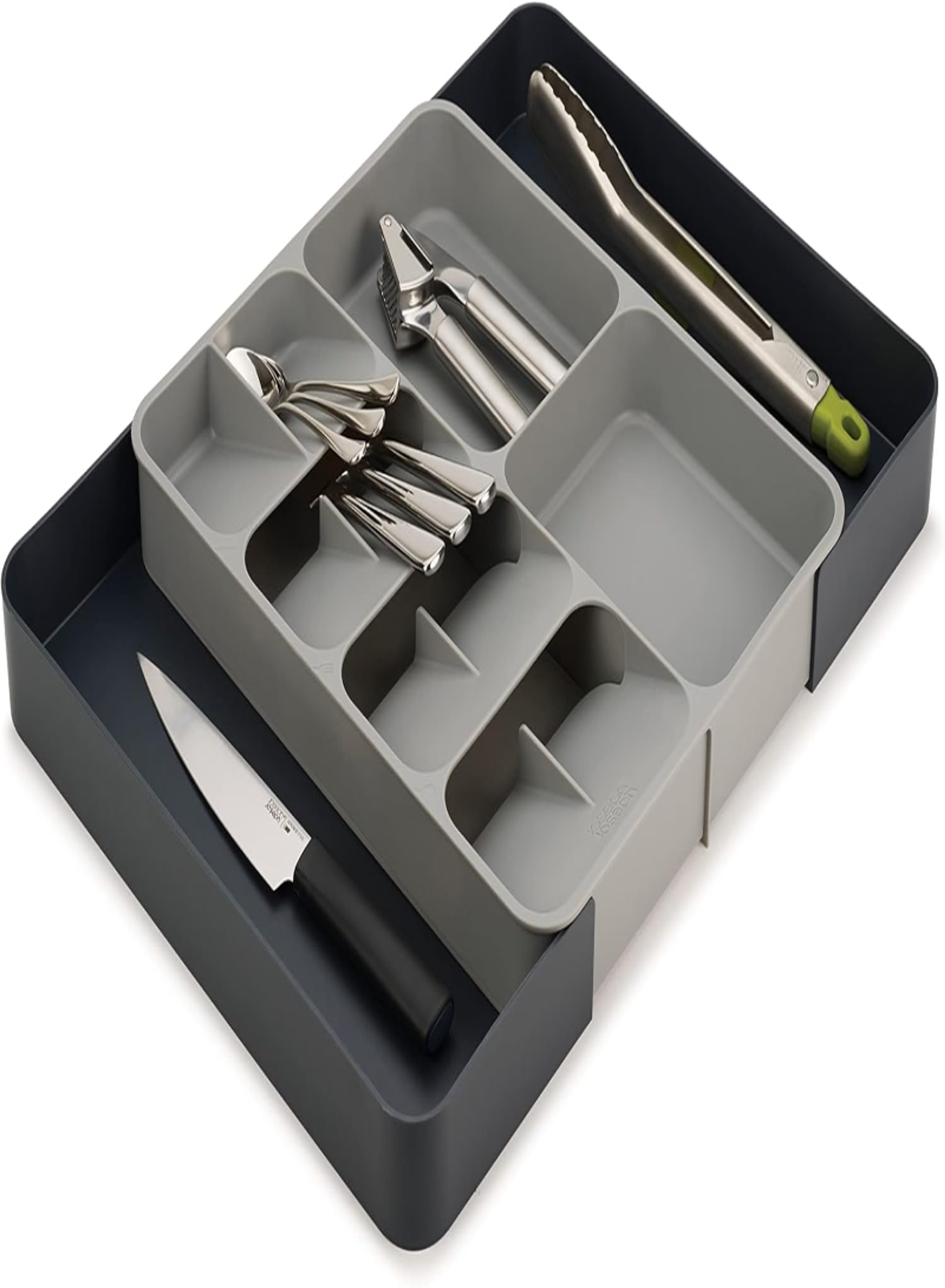 Expandable Kitchen Drawer Organizer Tray for Cutlery, Utensils & Gadgets – Gray