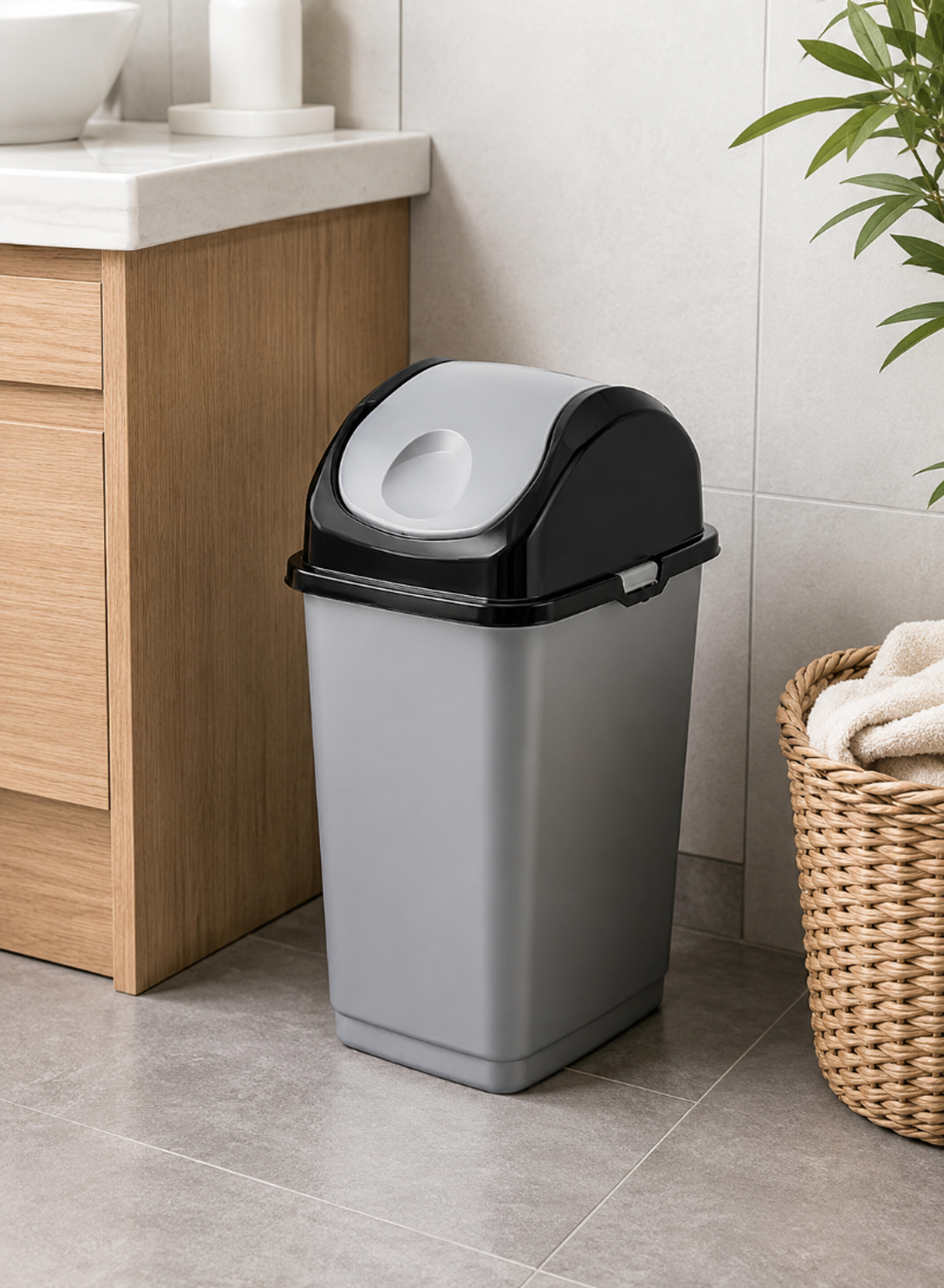 18L Slim Dustbin – Space-Saving Trash Bin 290 × 235 × 465 mm