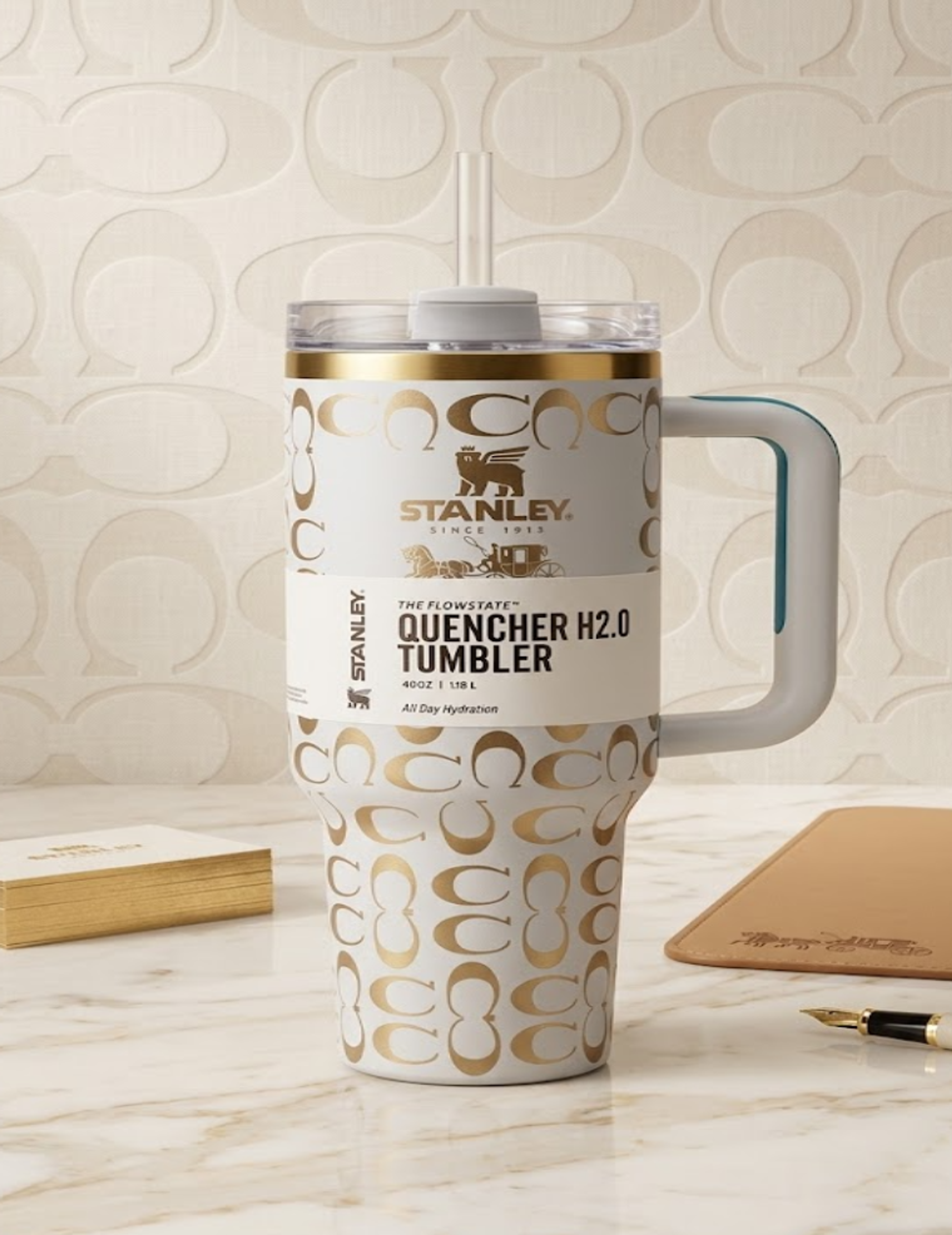 Stanley The Quencher H2.0 Monogram Tumbler 40 OZ – Insulated Travel Mug with Handle & Straw