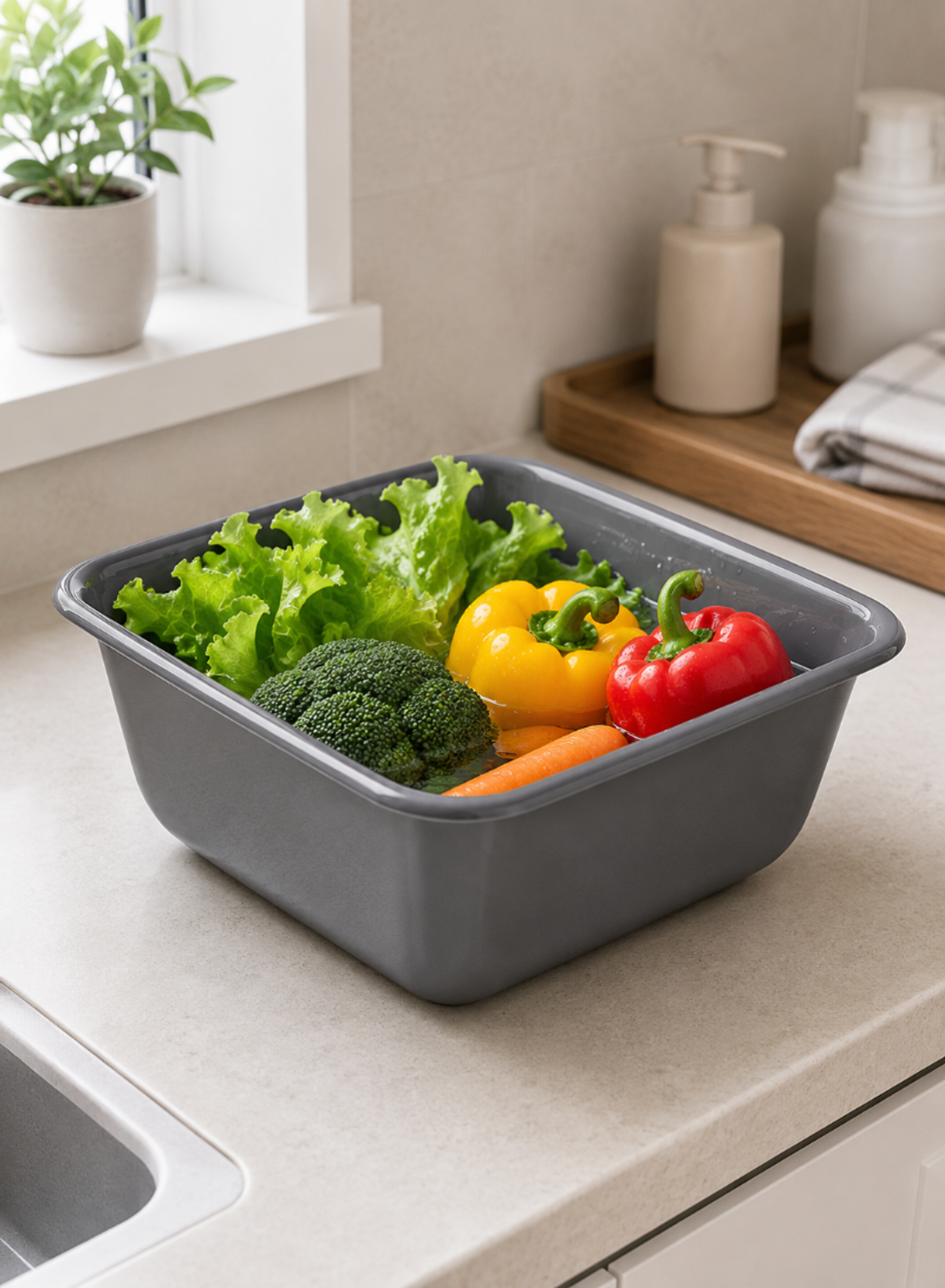 600ml Square Bowl – Compact Plastic Serving and Mixing Bowl 135 × 135 × 60 mm