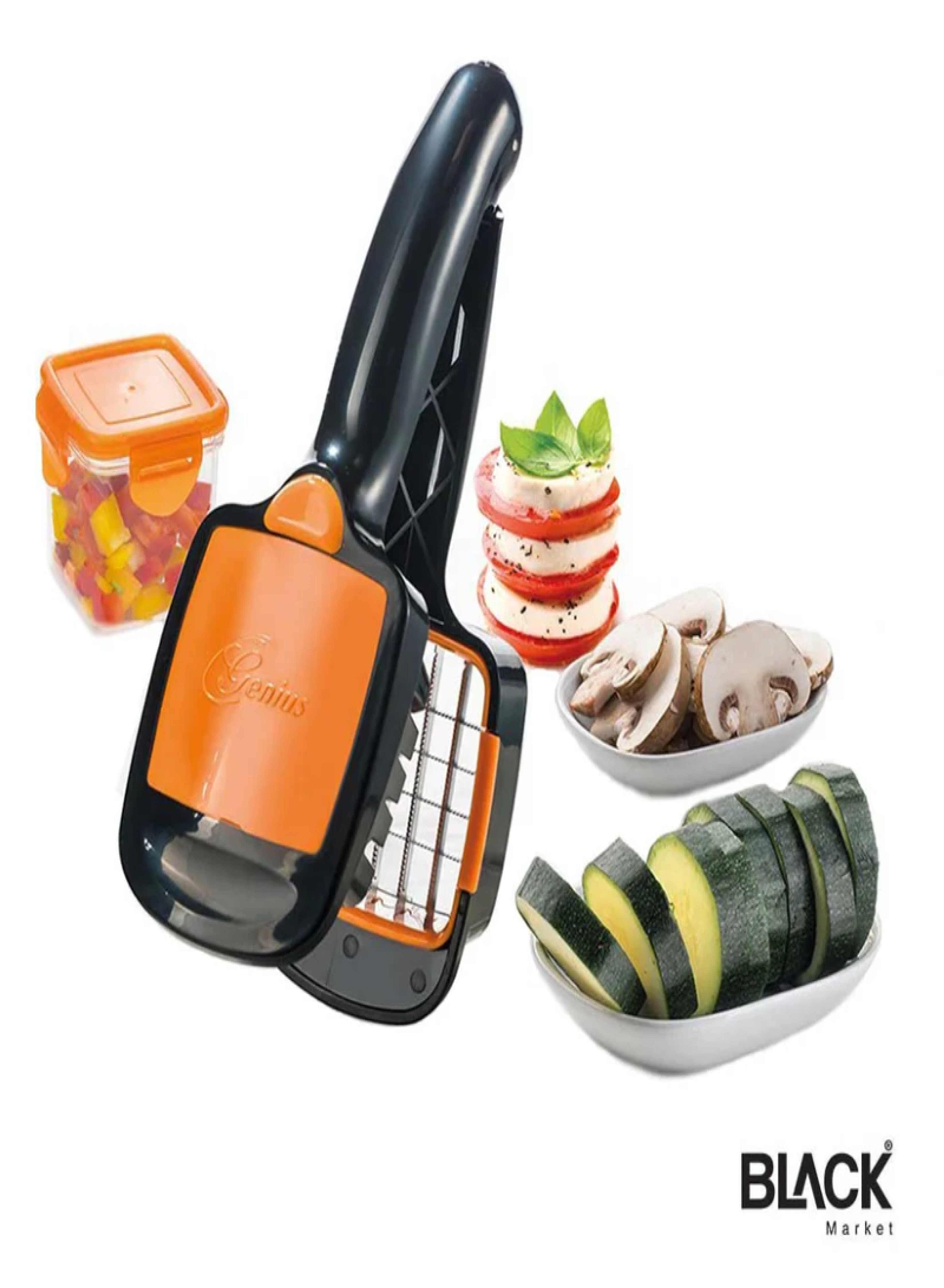 Genius Nicer Dicer Quick 5-in-1 Multi Cutter – Fruit & Vegetable Chopper with Interchangeable Stainless Steel Blades