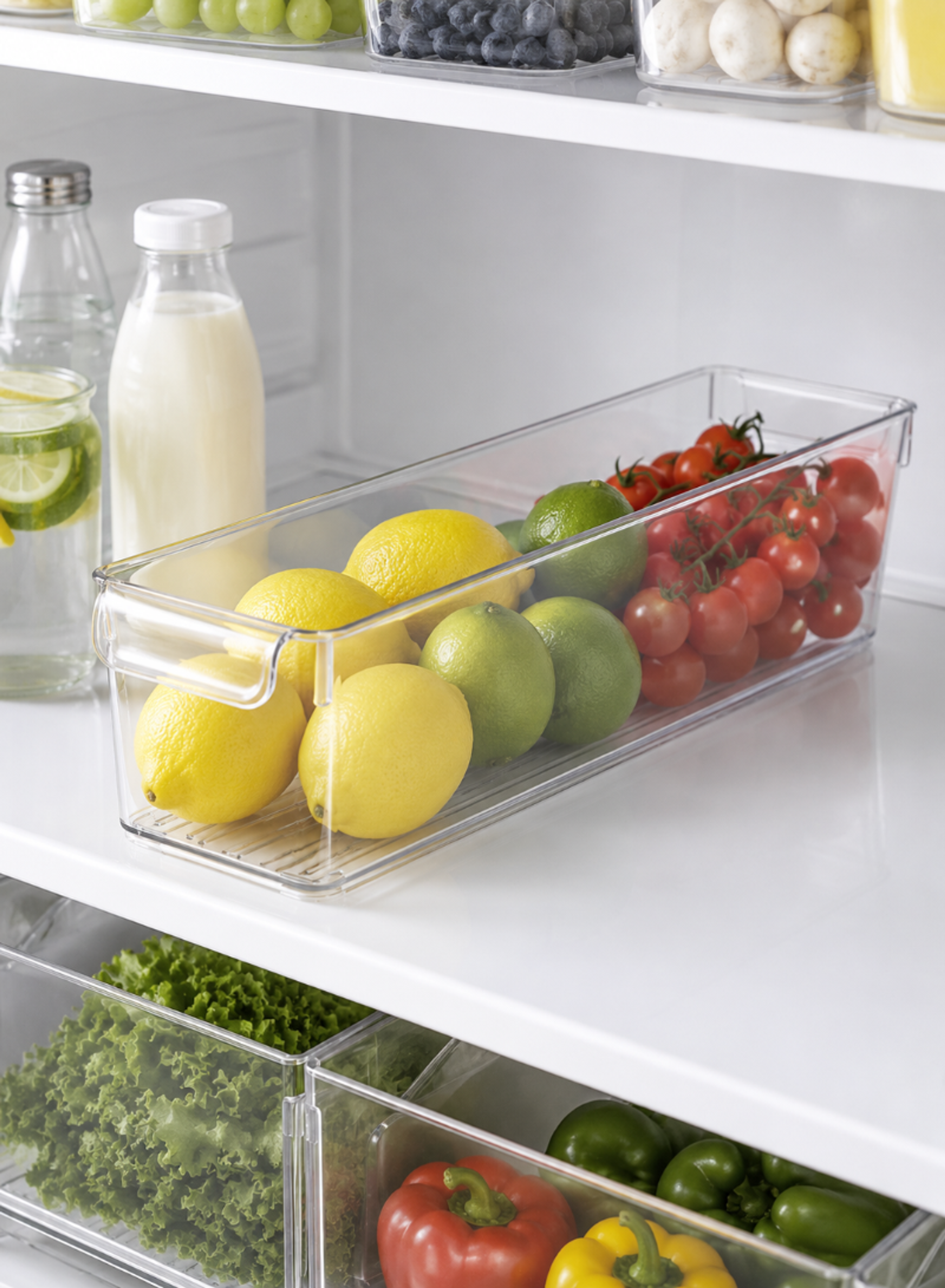 Ultra Clear Refrigerator Organizer – Transparent Fridge Storage Bin 100 × 325 × 100 mm