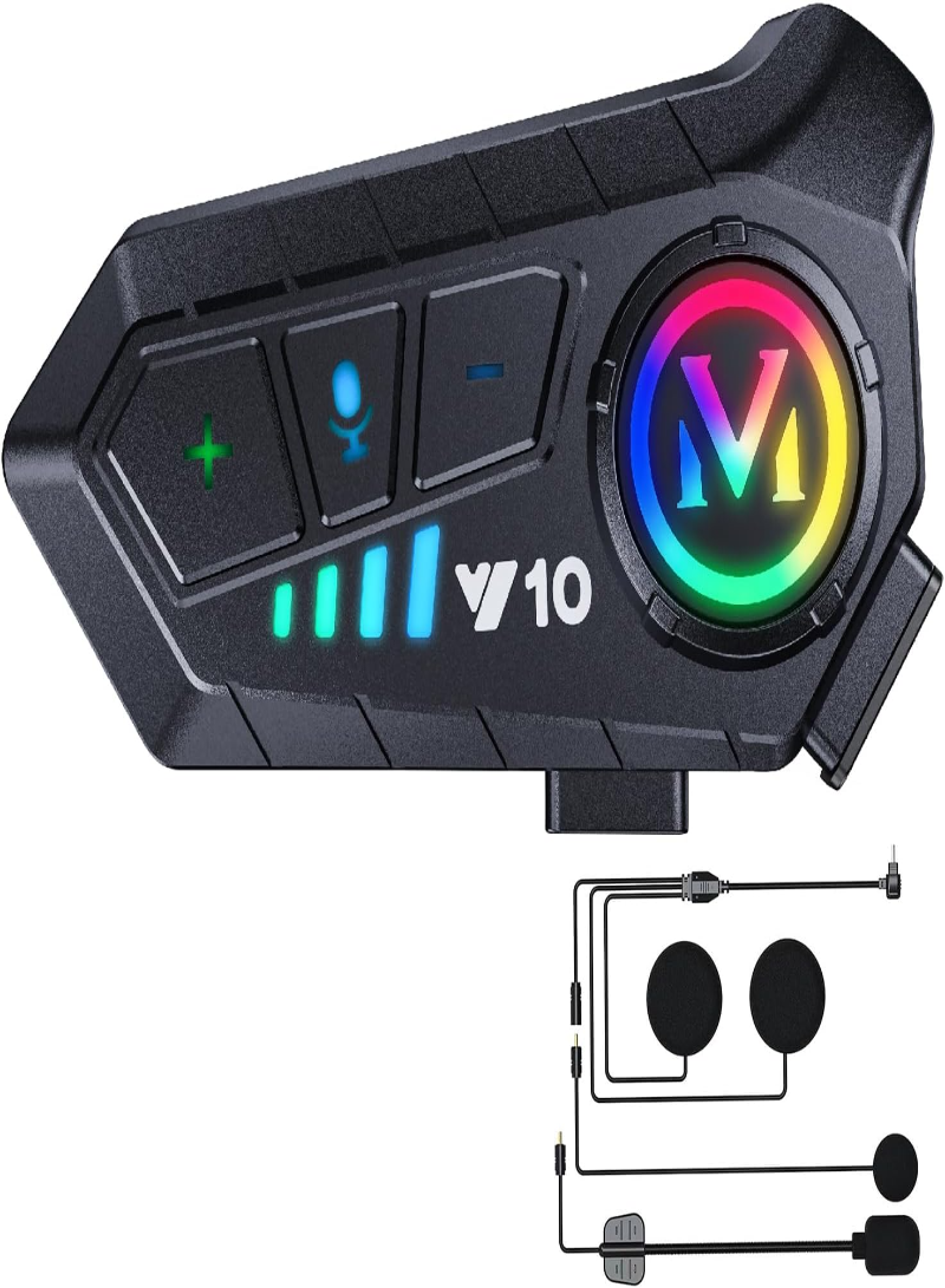 Y10 Motorcycle Helmet Bluetooth Headset – RGB Light Helmet Speaker with Double Noise Cancellation & IPX6 Waterproof