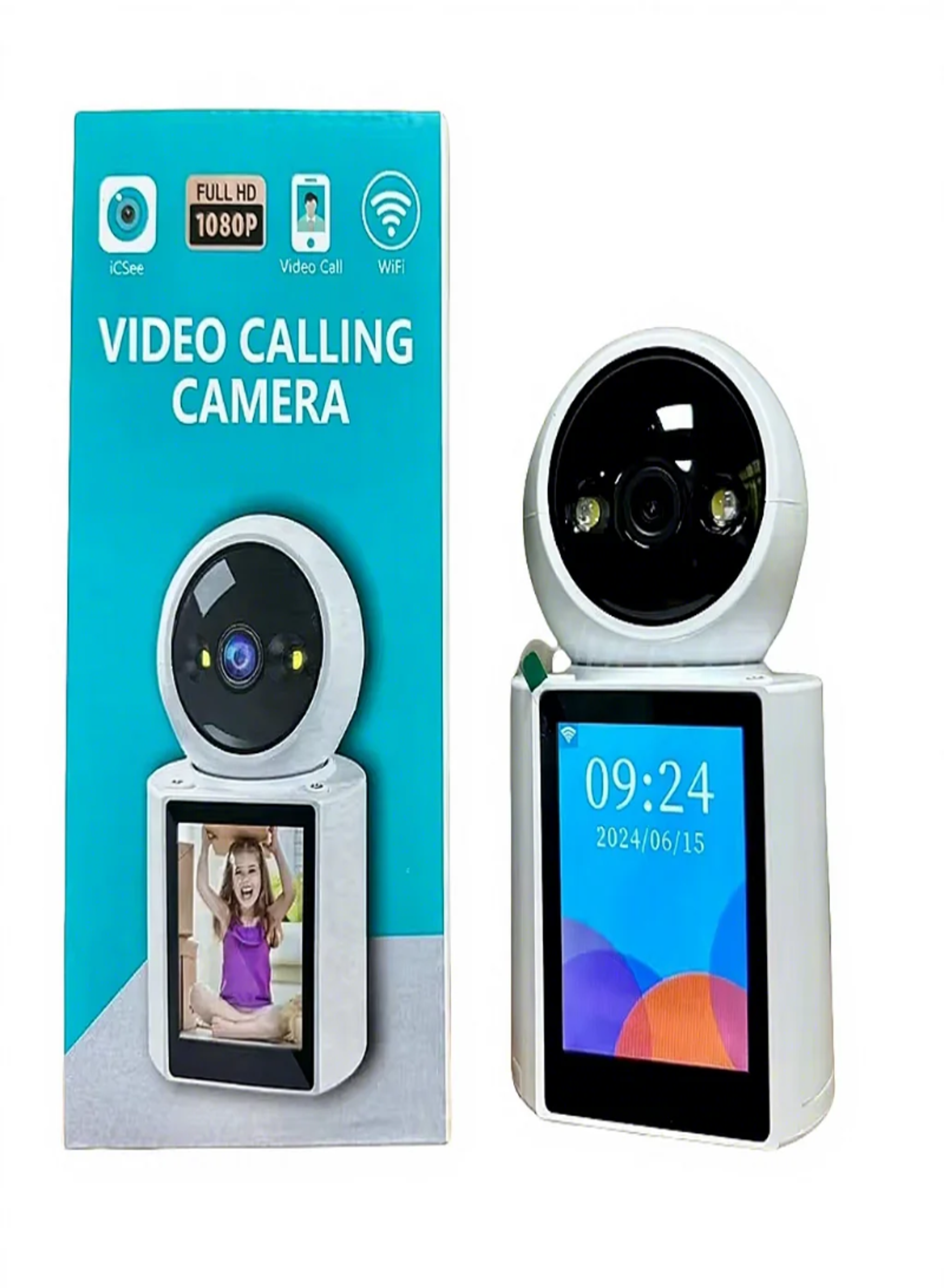 Video Calling Camera Full HD 1080P – 3MP Indoor PTZ Camera with 2.8" HD LCD Screen, Night Vision & Two-Way Audio