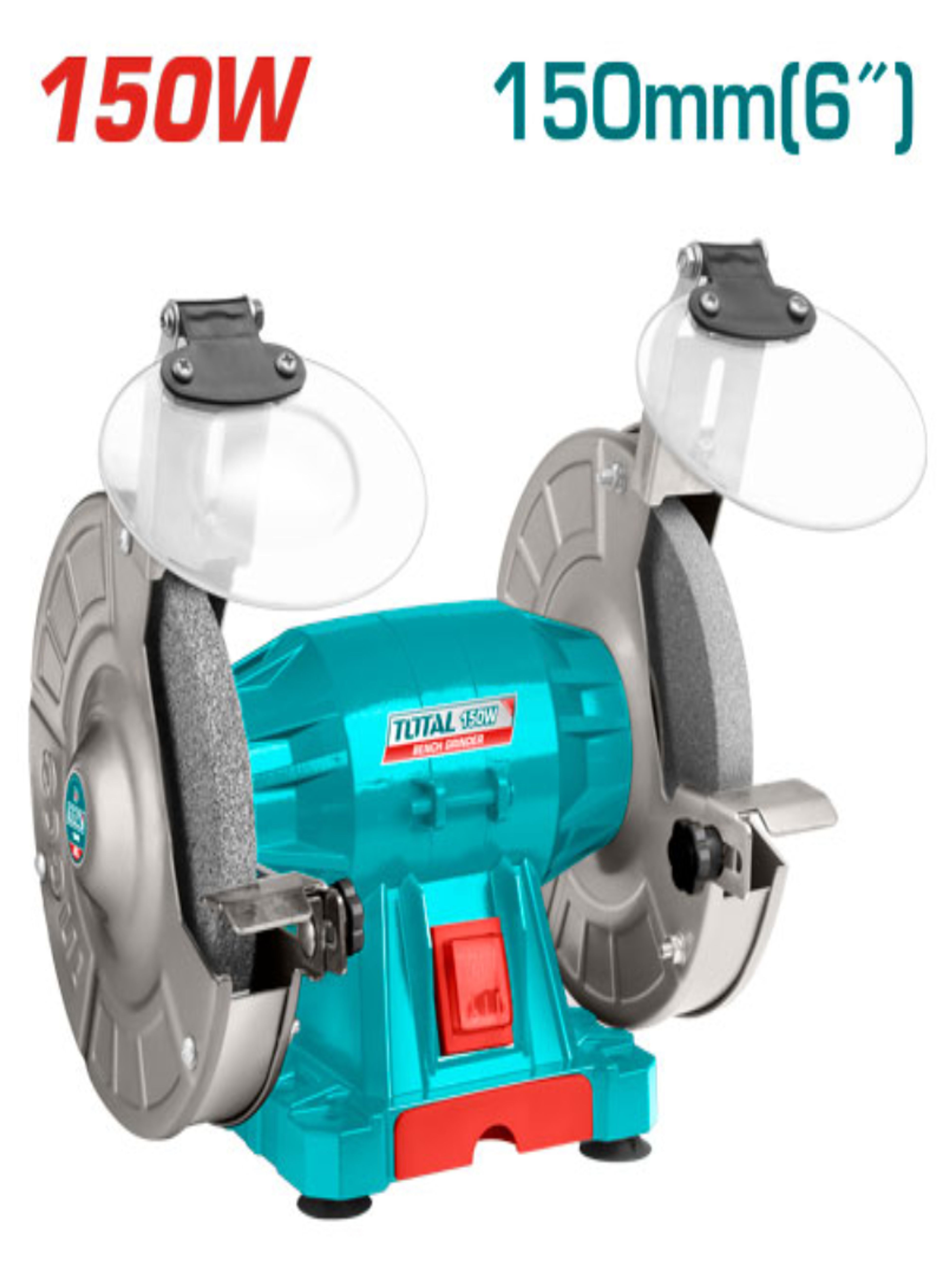 TOTAL 150mm 150W Bench Grinder – 6" Fixed Grinding Machine with Aluminium Base