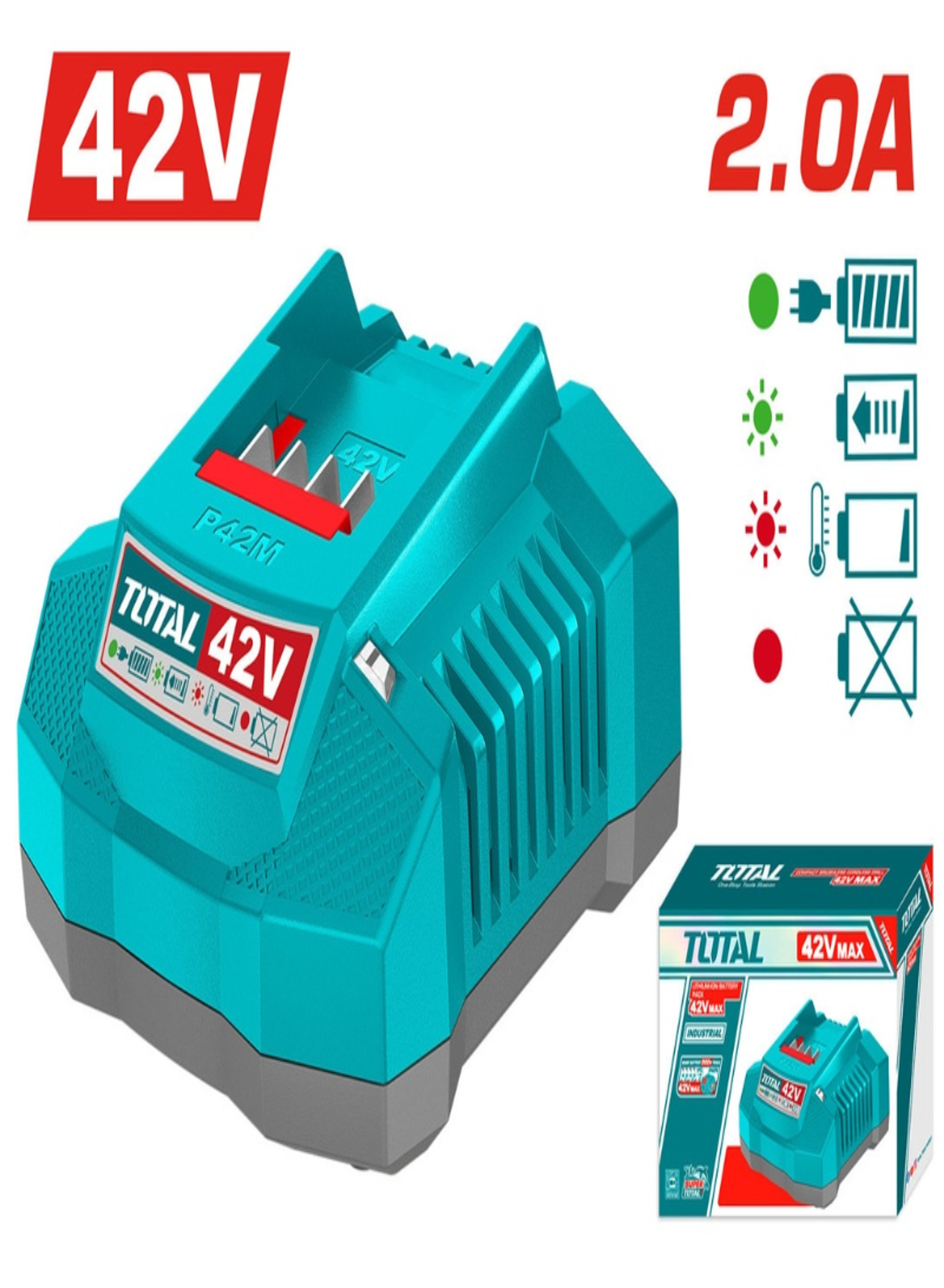 P42M 42V Battery Charger – 2A Cordless Tool Battery Charger
