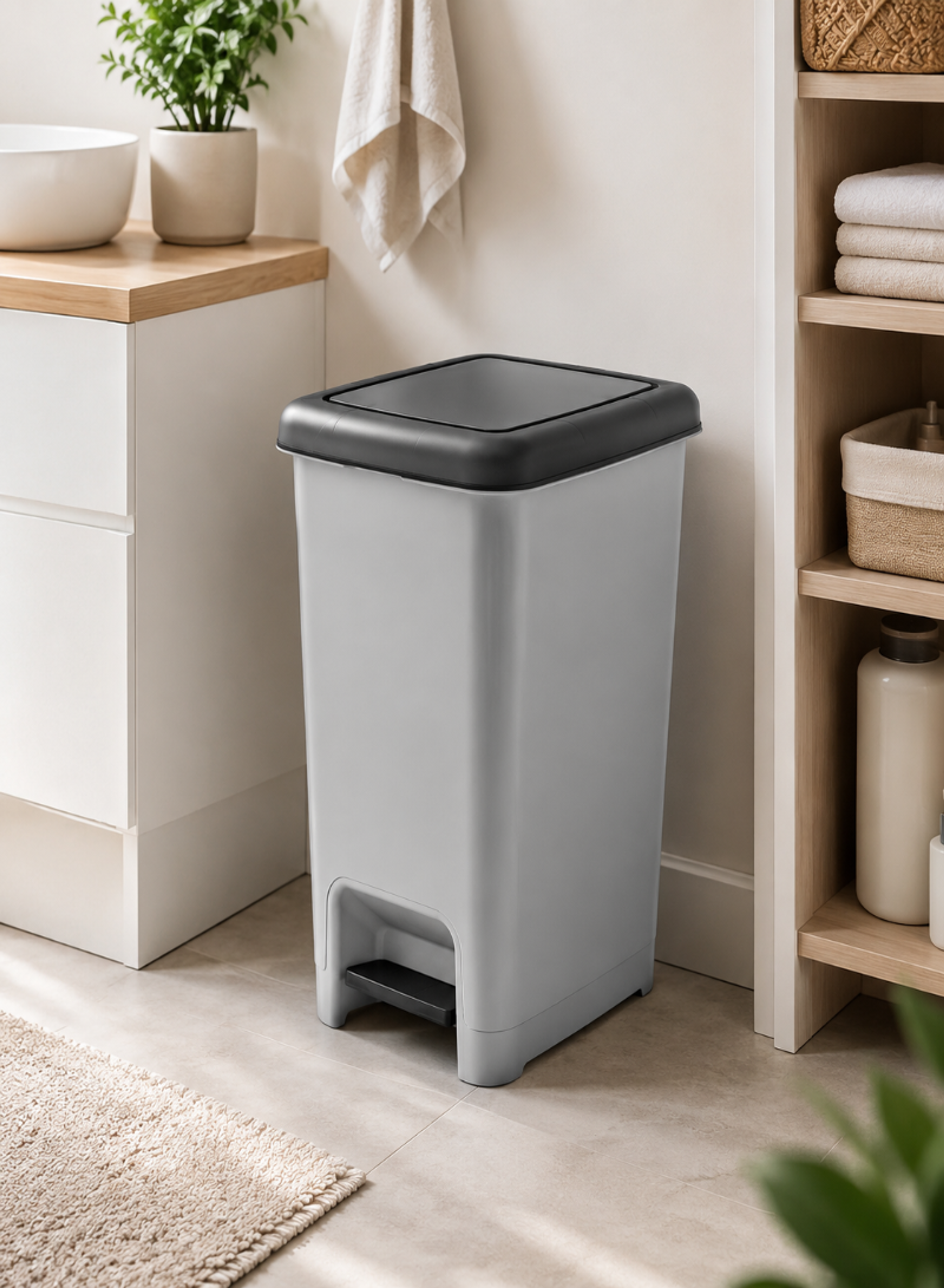 40L Slim Pedal Dustbin – Large Space-Saving Trash Bin with Foot Pedal 424 × 310 × 548 mm