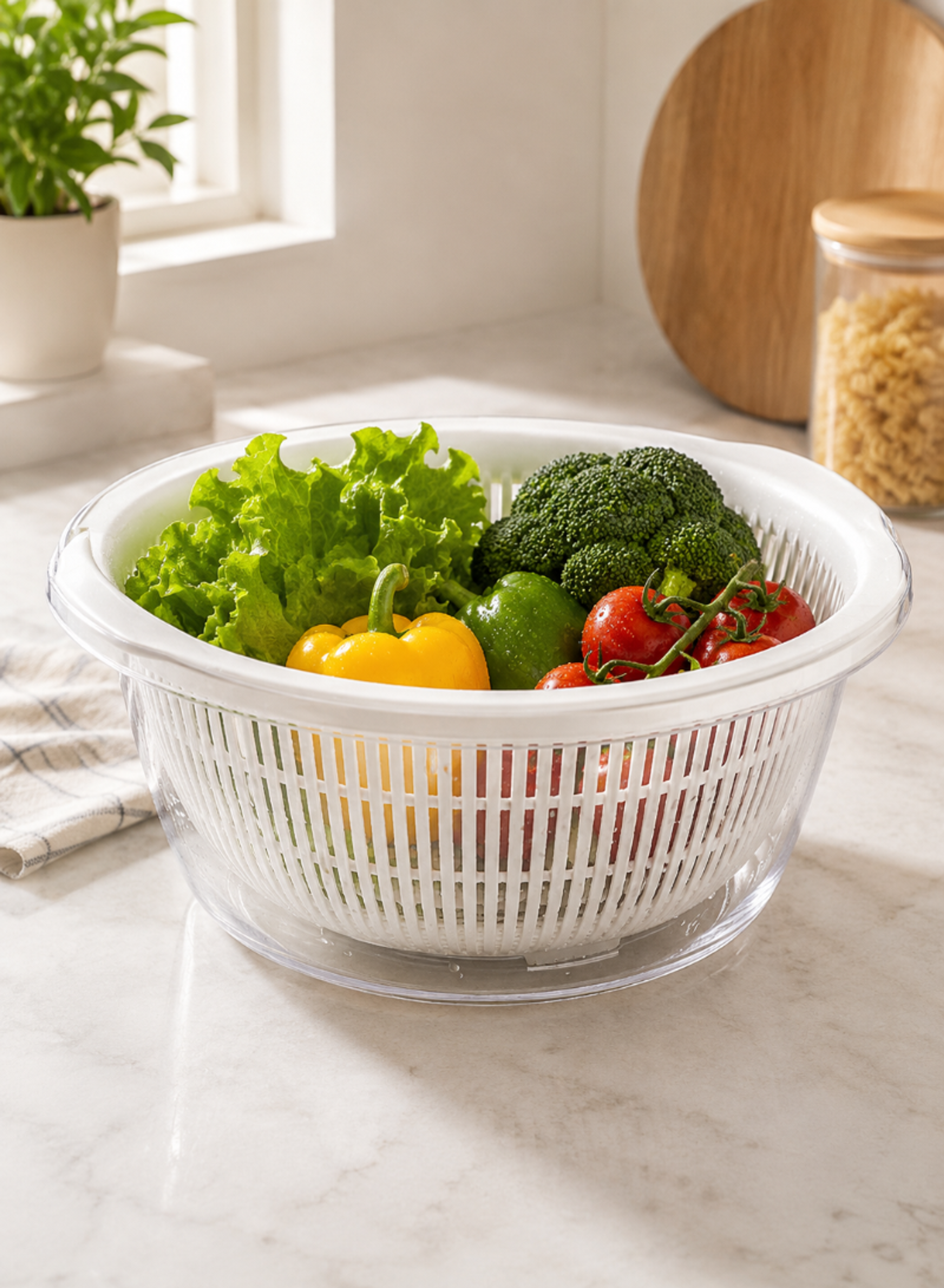 10.5L Round Strainer Set – Plastic Kitchen Strainer Bowl 390 × 373 × 148 mm
