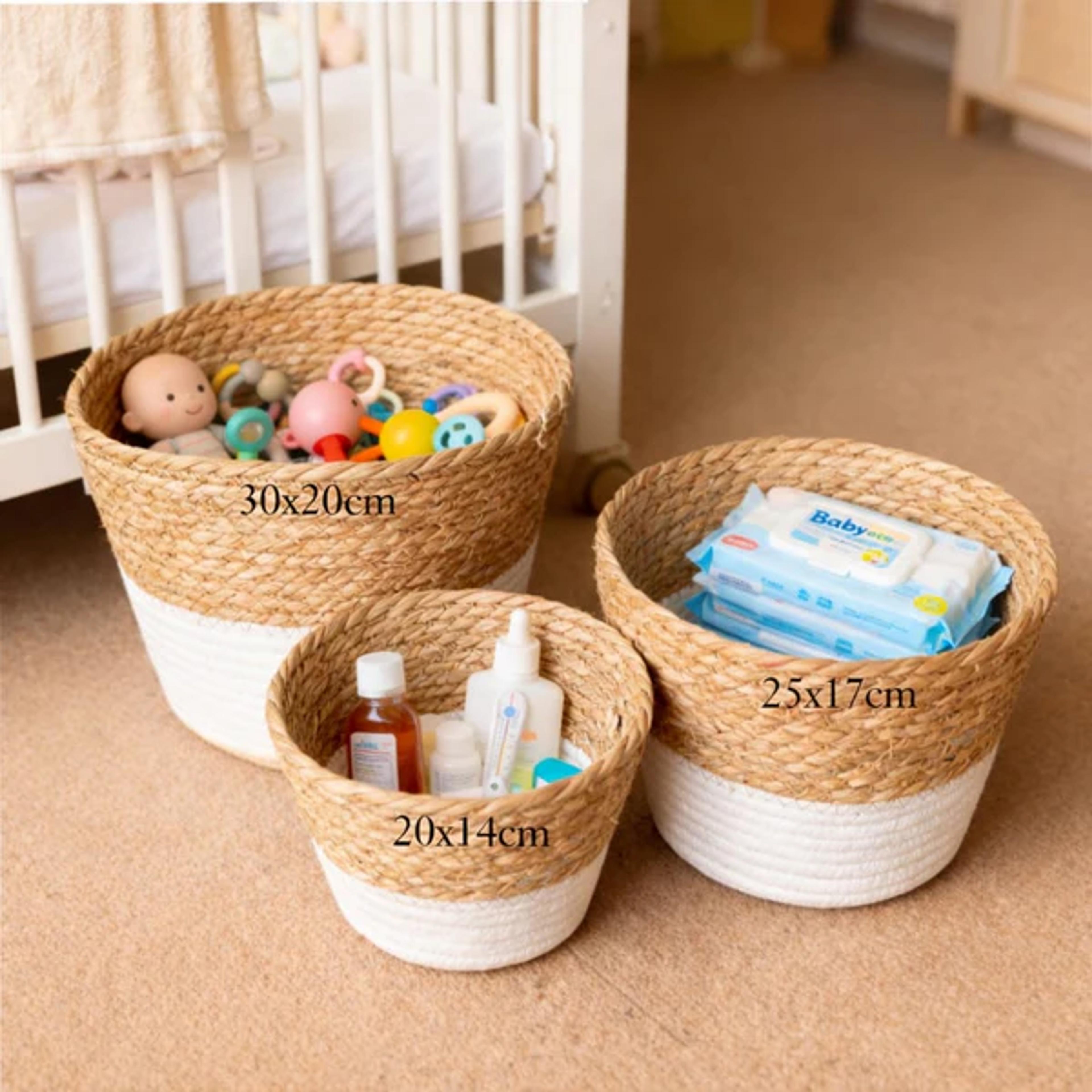 3-Piece Natural Woven Storage Basket Set – Elegant Home Organizer