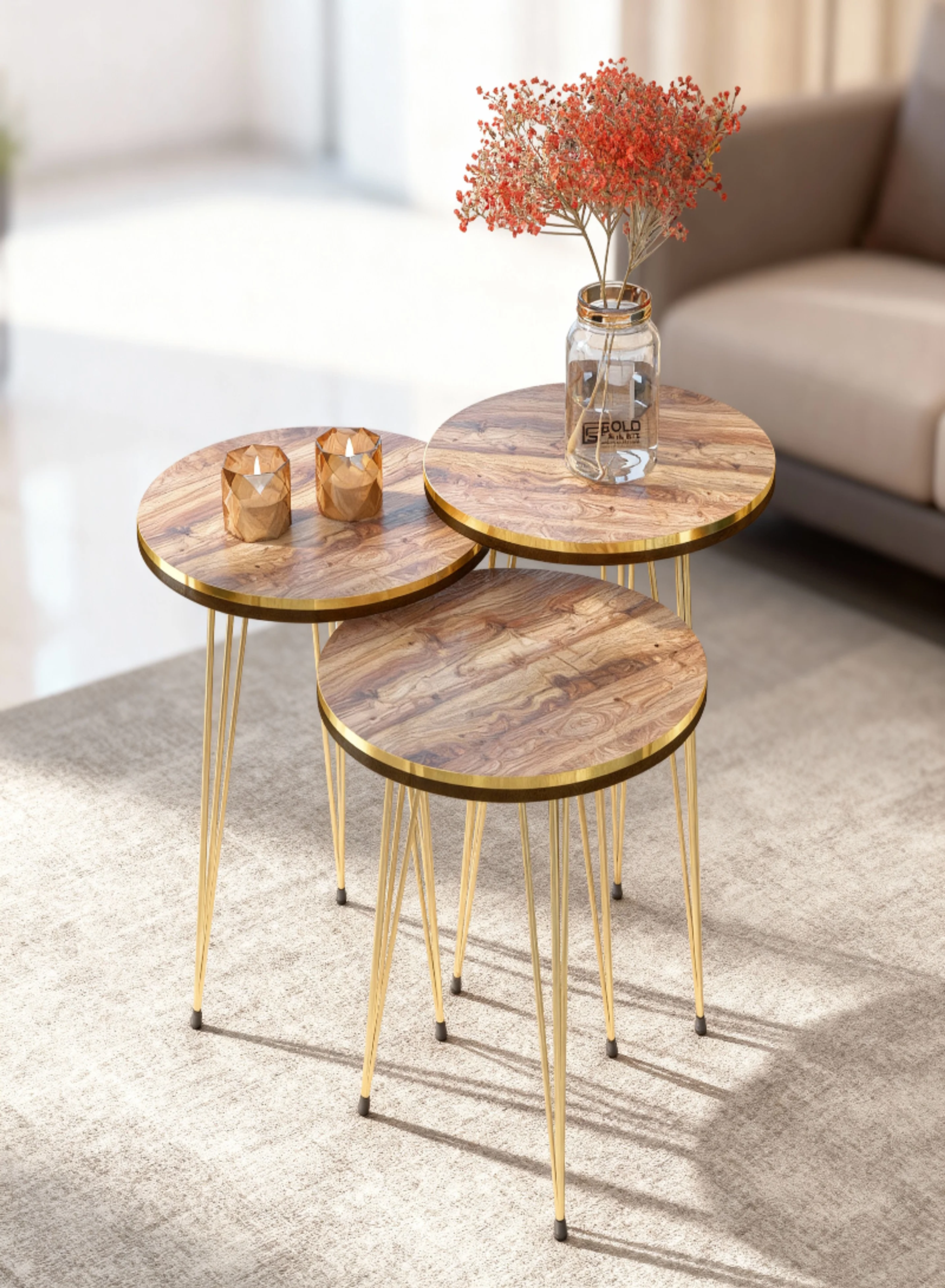 EleganceNest Trio Nesting Side Table Set – Modern 3-Piece Round Accent Tables Product Description