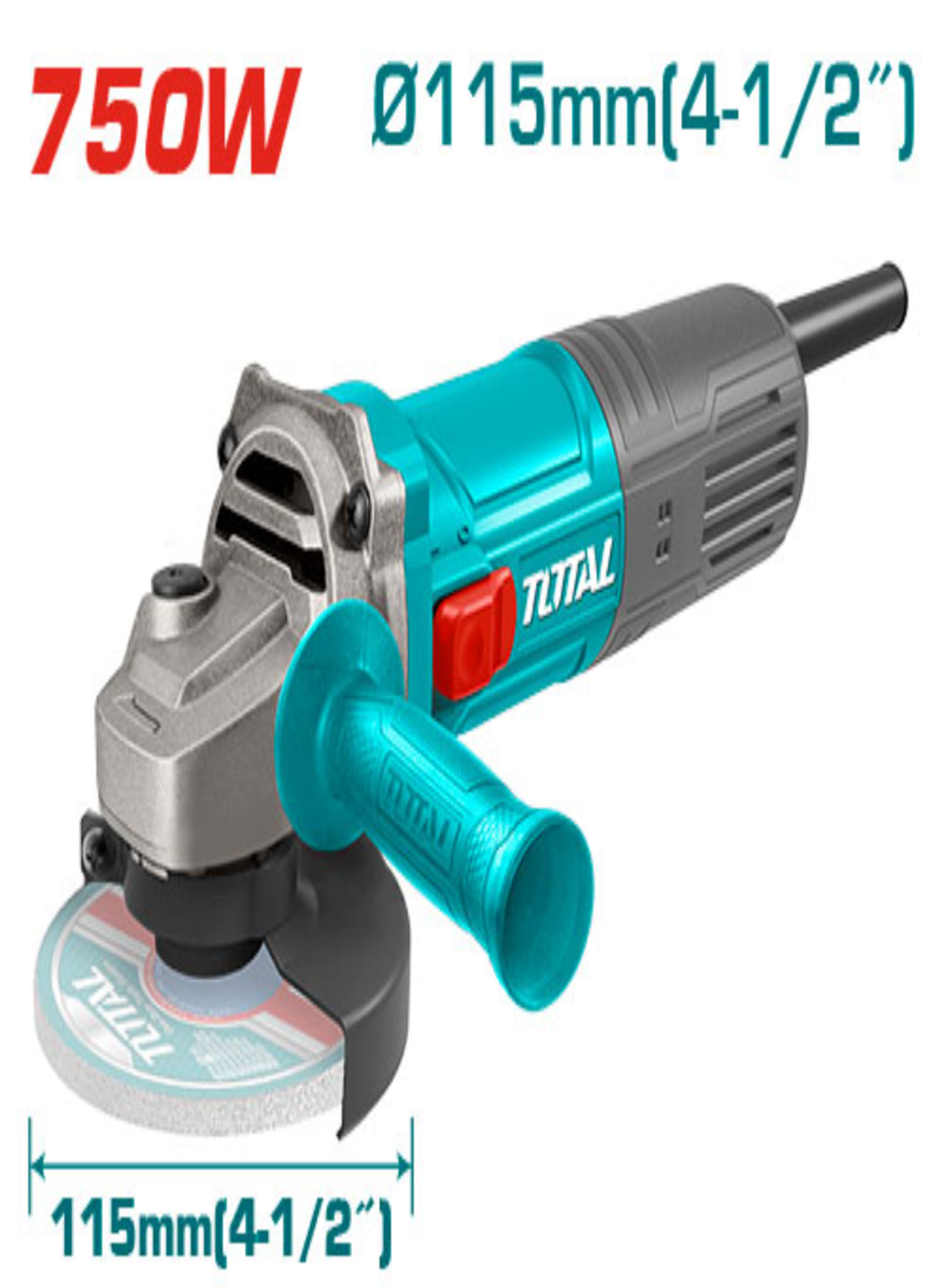 750W 4-1/2" Angle Grinder – 115mm Small Grinding Machine with Auxiliary Handle