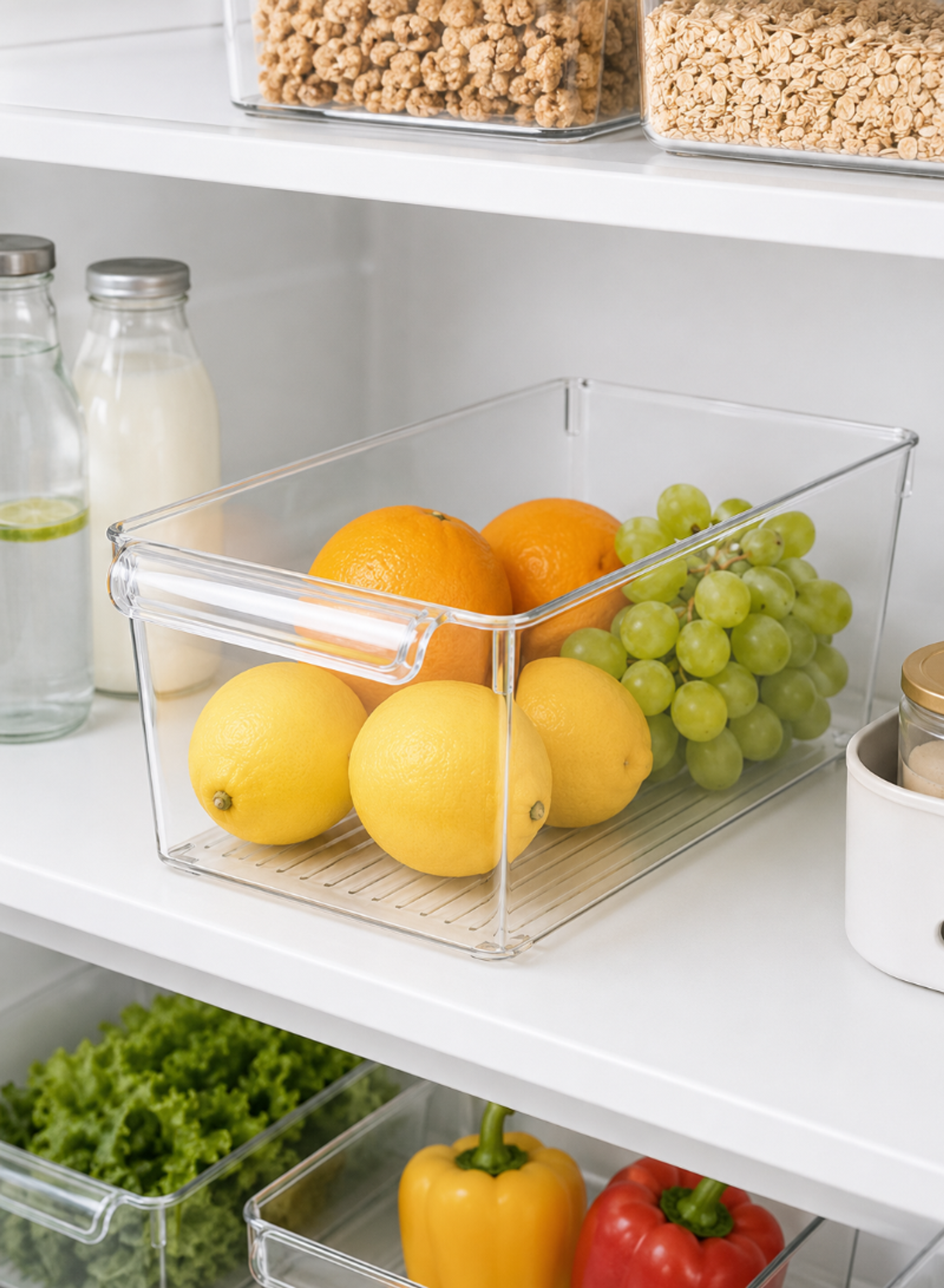 Ultra Clear Refrigerator Organizer – Transparent Fridge Storage Bin 200 × 325 × 140 mm
